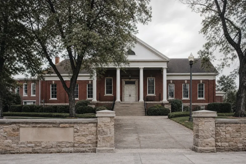 Exterior of the Gordon Browning Museum, a brick civic building in McKenzie, Tennessee