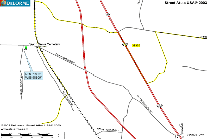 BeechGroveMap — BEECH GROVE BAPTIST CHURCH CEMETERY