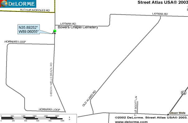 BowersChapelMap — BOWERS CHAPEL CEMETERY