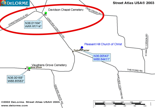 DavidsonChapelMap — DAVIDSON CHAPEL CUMBERLAND PRESBYTERIAN CHURCH CEMETERY