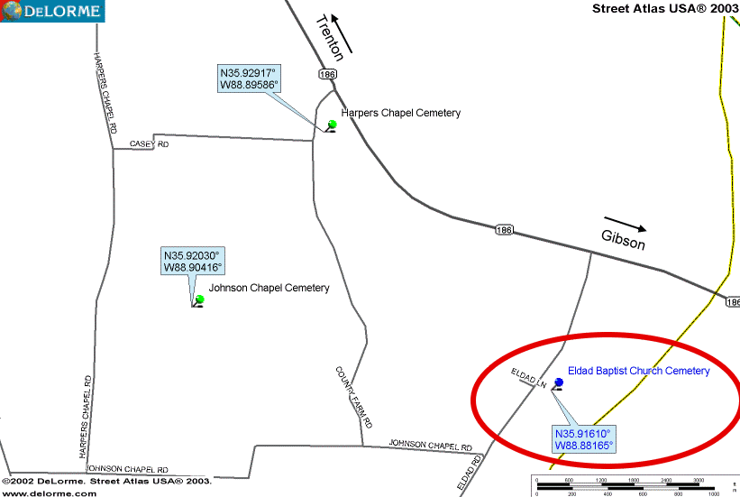 EldadMap — Eldad Baptist Church Cemetery
