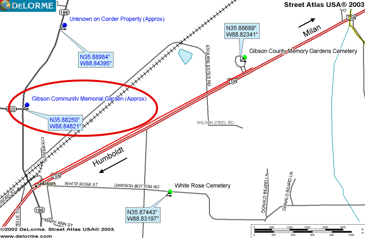 GibsonCommunityMemorialGardensMap — GIBSON COMMUNITY MEMORIAL GARDEN