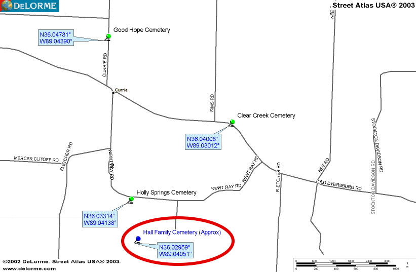HallMap — Return to Gibson Co. TN Cemeteries