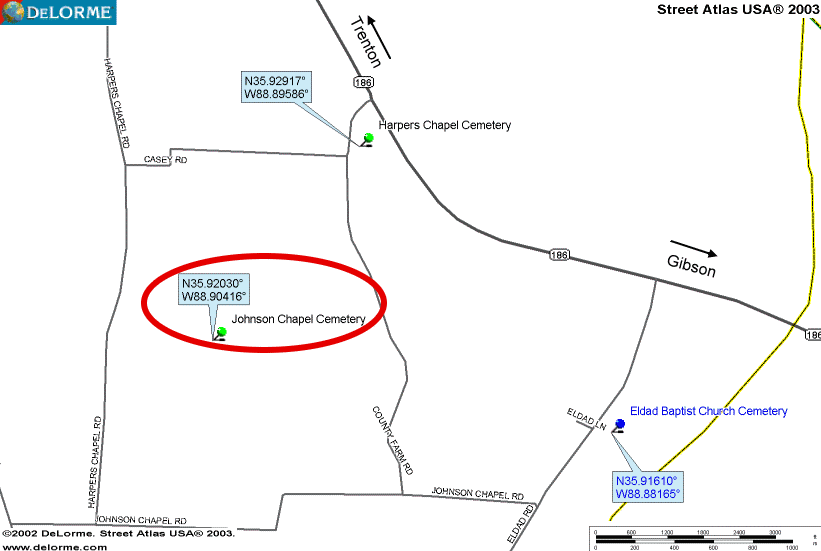 JohnsonChapelMap — JOHNSON CHAPEL ROAD CEMETERY
