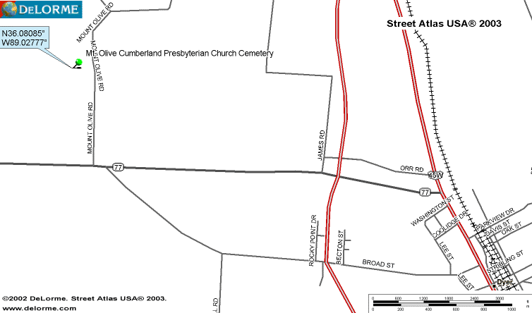 MtOliveMap — MT. OLIVE CUMBERLAND PRESBYTERIAN CHURCH/CEMETERY