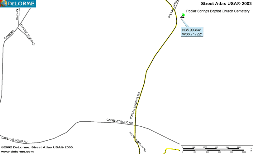 PoplarSpringsBaptChurchMap — POPLAR SPRINGS BAPTIST CHURCH CEMETERY