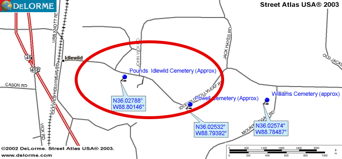 PoundsIdewildMap — POUNDS IDLEWILD CEMETERY