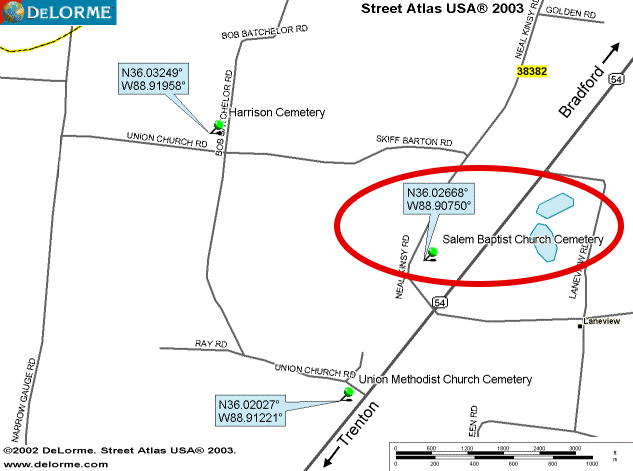SalemBaptChurchMap — SALEM BAPTIST CHURCH CEMETERY