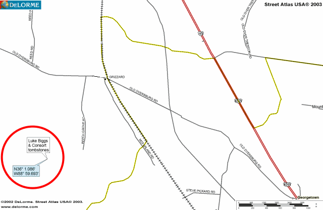 TNGibsonBiggsBurialMap — BIGGS BURIAL SITE