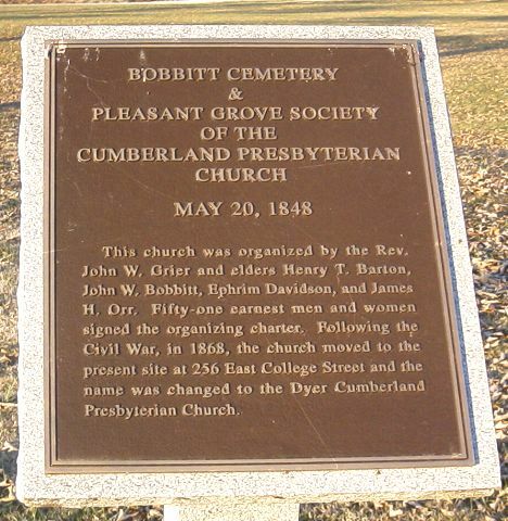 Bobbitt Plaque — BOBBITT CEMETERY